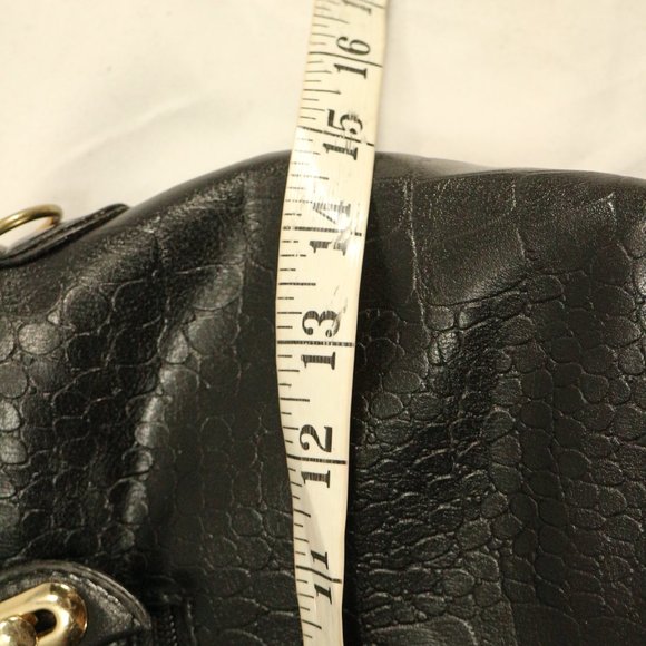 Black Vegan Croc Print Handbag + Crossbody Purse Set New - Picture 7 of 8